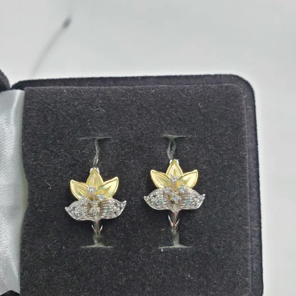 Concorde Collection Believe in Miracles Flower Earings White Topaz Sterl… - Picture 8 of 9